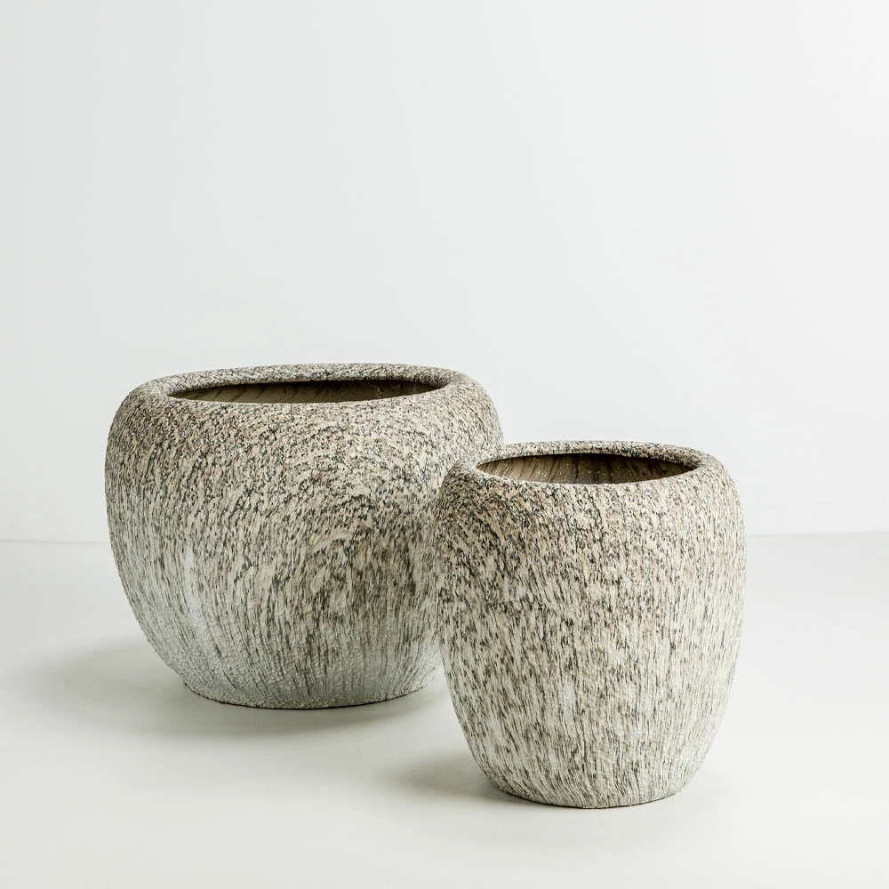 Set dy vazo KANCHE, qeramikë, bezhë e zezë, 48x48x39