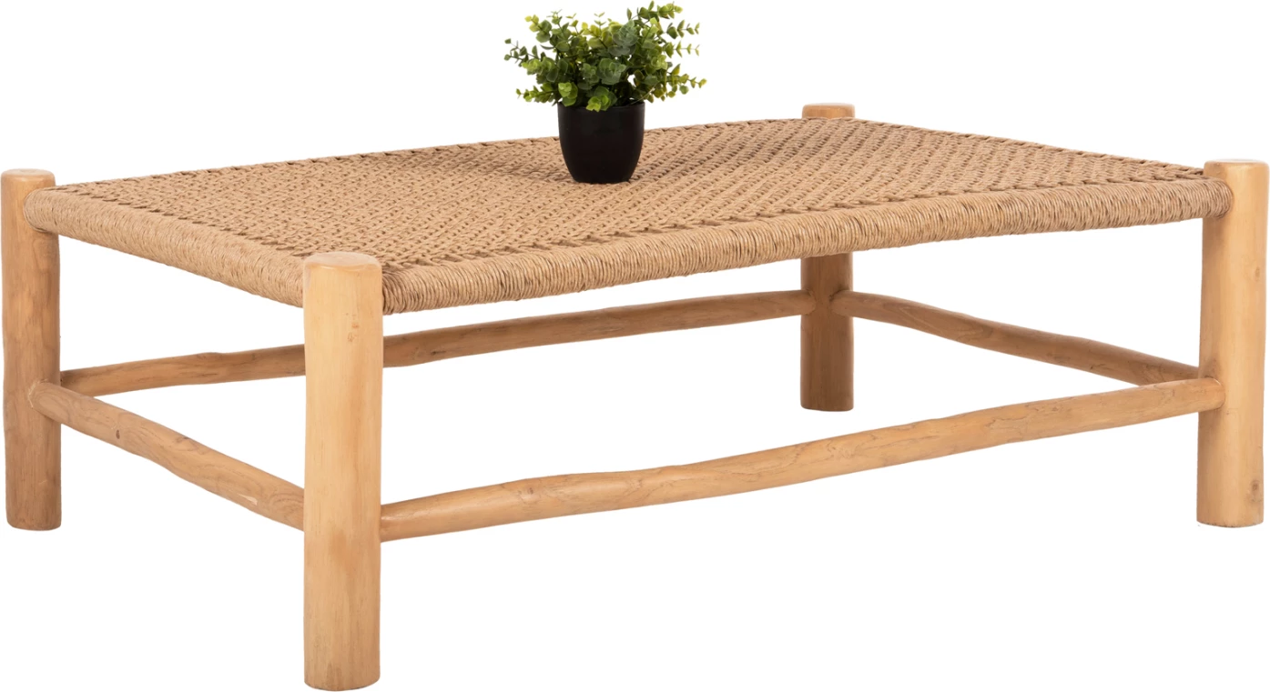 Tavolinë kafeje LONDER, dru teak-sintetik ratan, natyral, 119x79.5x41 cm