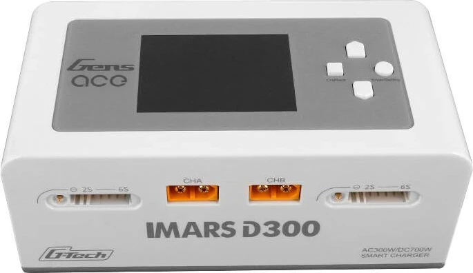 Karikues Gens ace IMARS D300 G-Tech Channel, 300W/700W, për bateri RC, i bardhë