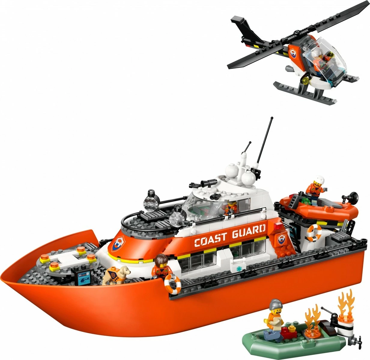 Set ndërtime LEGO City 60504 varkë shpëtimi dhe helikopter rojë bregdetare, 742 pjesë, 7+