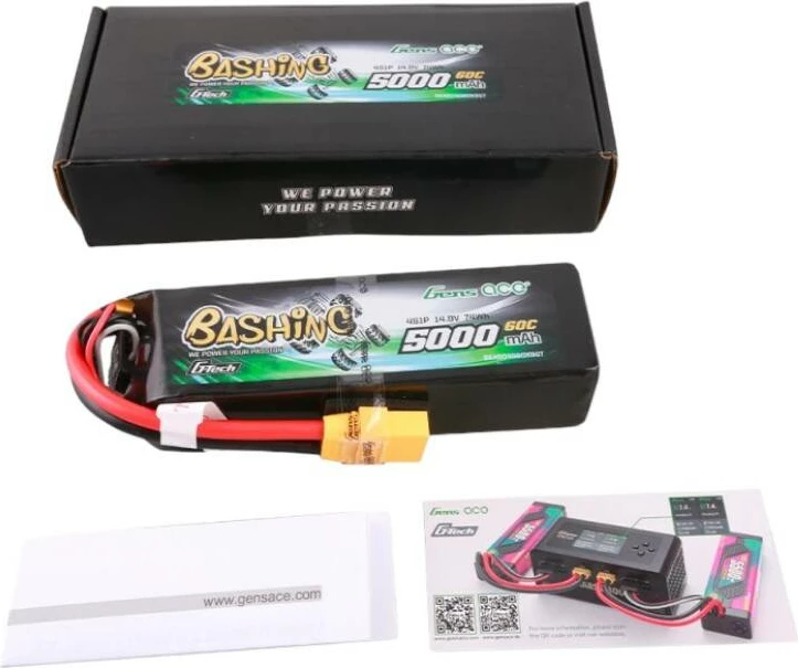 Bateri LiPo Gens ace G-Tech 5000mAh 14.8V 4S1P 60C me XT90, Bashing Series