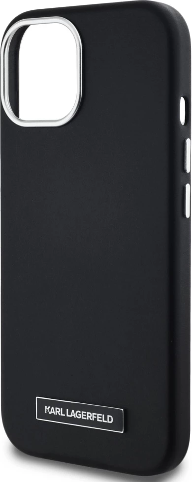 Mbështjellës Karl Lagerfeld FW Metal Plate MagSafe për iPhone 15, i zi