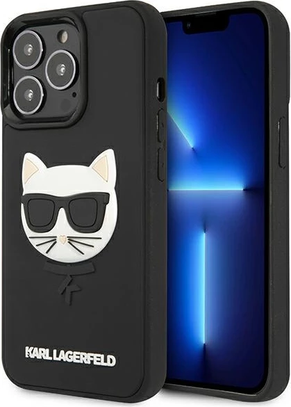 Mbështjellës Karl Lagerfeld Ikonik 3D Rubber për iPhone 13/13 Pro, 6.1", i zi