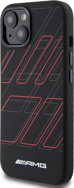 Mbështjellës Mercedes AMG Silicone Large Rhombuses Pattern MagSafe për iPhone 15 Plus / 14 Plus, i zi