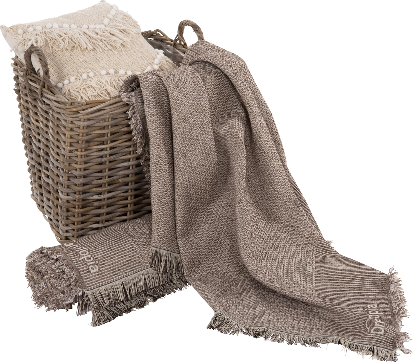 Mbulesë divani me franja DREAMTOPIA FH12162.10 ngjyrë kafe 245x170cm