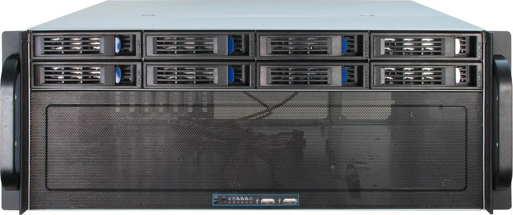 Kasë serveri Inter-Tech IPC 4U-4408, rack 4U, 9x 3.5", hot-swap, USB 3.2, e zezë/argjendtë