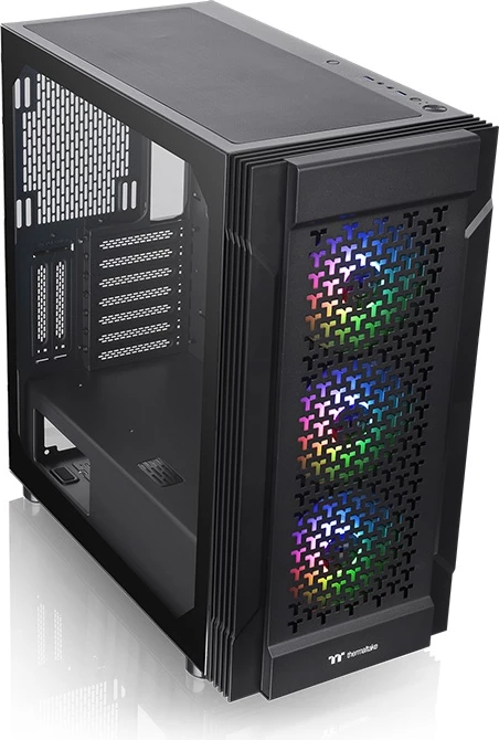 Kasë Thermaltake Versa T27 TG ARGB, Midi Tower, xham i temperuar, RGB, e zezë
