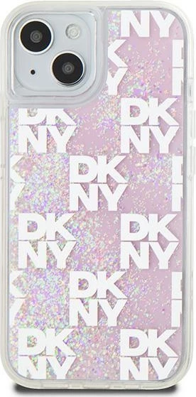 Mbështjellës DKNY Liquid Glitter Multilogo për iPhone 15/14/13, Rozë