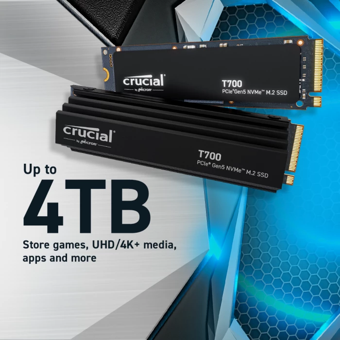SSD NVMe M.2 Crucial T700 4TB PCIe Gen5 (2280)