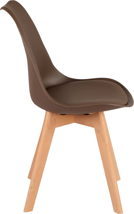 Karrige Gaston, ngjyrë kafe, këmbë druri natyrale, 43x51x75cm, set prej 4 copësh