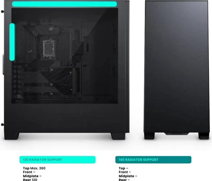 Kasë PHANTEKS XT Silent PH-XT523PSC_BK01, E-ATX Big Tower, USB-C, e zezë