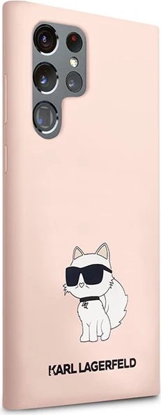 Mbështjellës Karl Lagerfeld KLHCS23LSNCHBCP për Samsung Galaxy S23 Ultra, silikon, rozë
