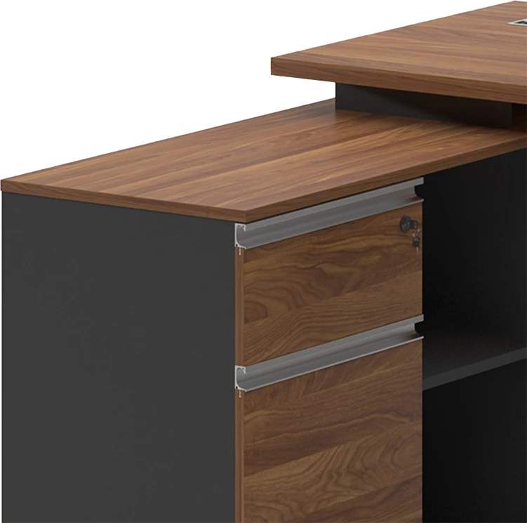 Tavolinë zyre këndore majtas Oscar, ngjyrë arre-antracit, 160x140x76cm