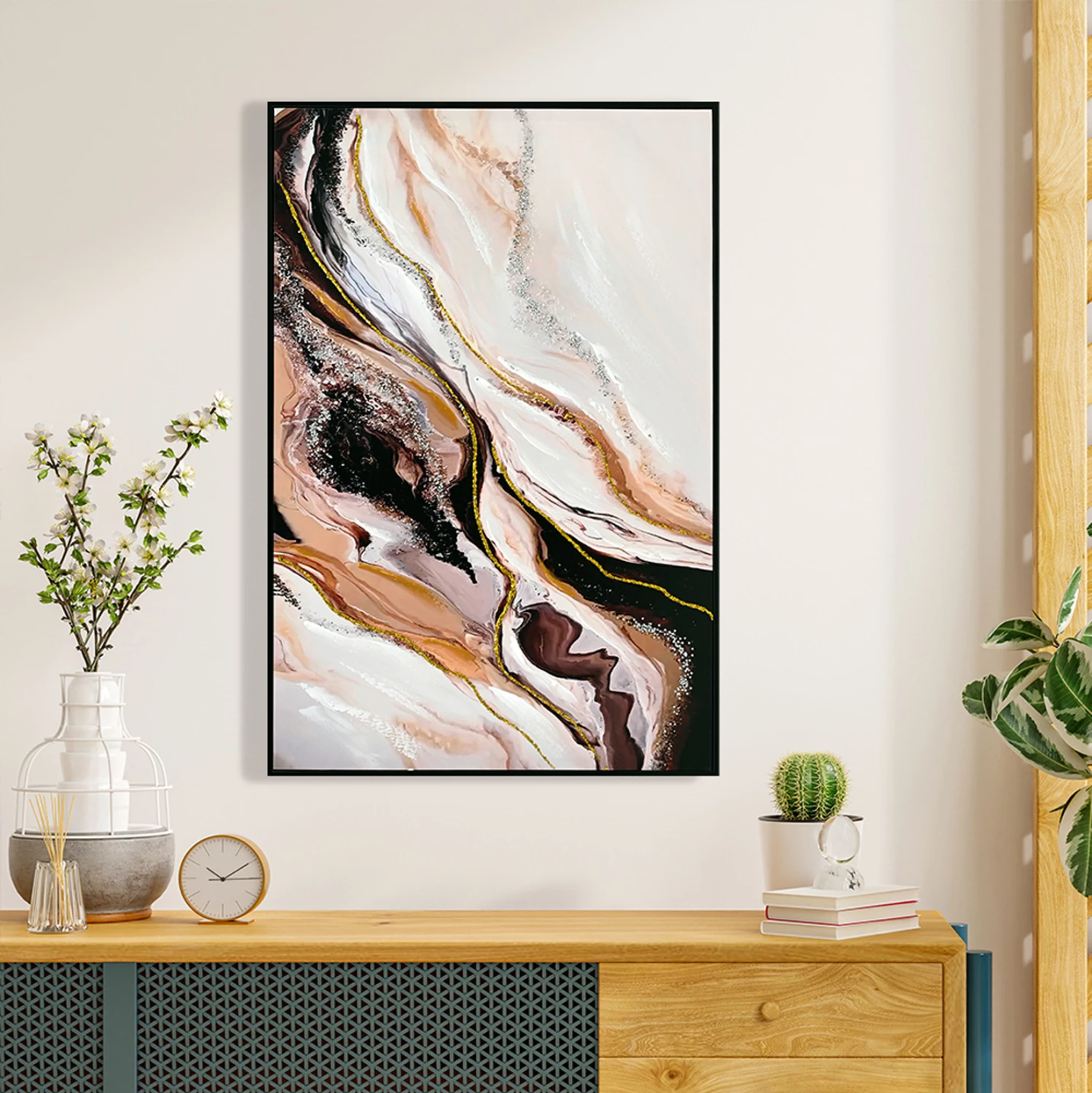 Pikturë muri abstrakte, kornizë PS e zezë, FH4560, 62x4x92 cm