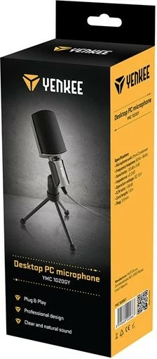 Mikrofon për PC YENKEE YMC 1020GY, 50Hz-16kHz, -30dB, 2.2kΩ, i zi