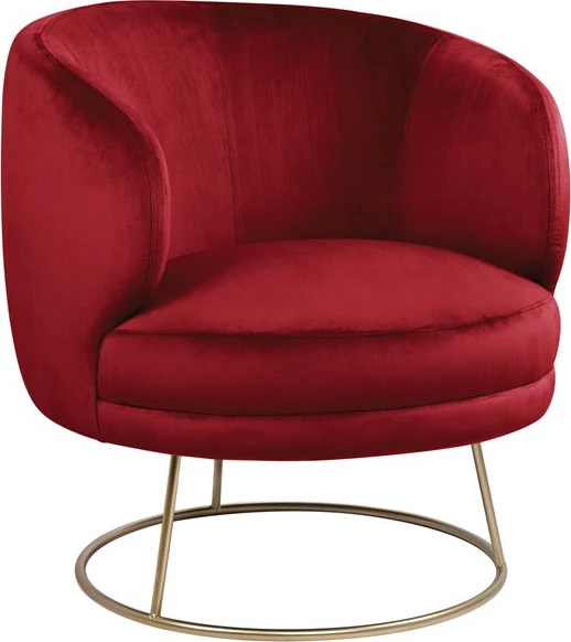 Fotelje kadife Arien FH8403.06, ngjyrë e kuqe, bazë e artë, 80x75x82 cm