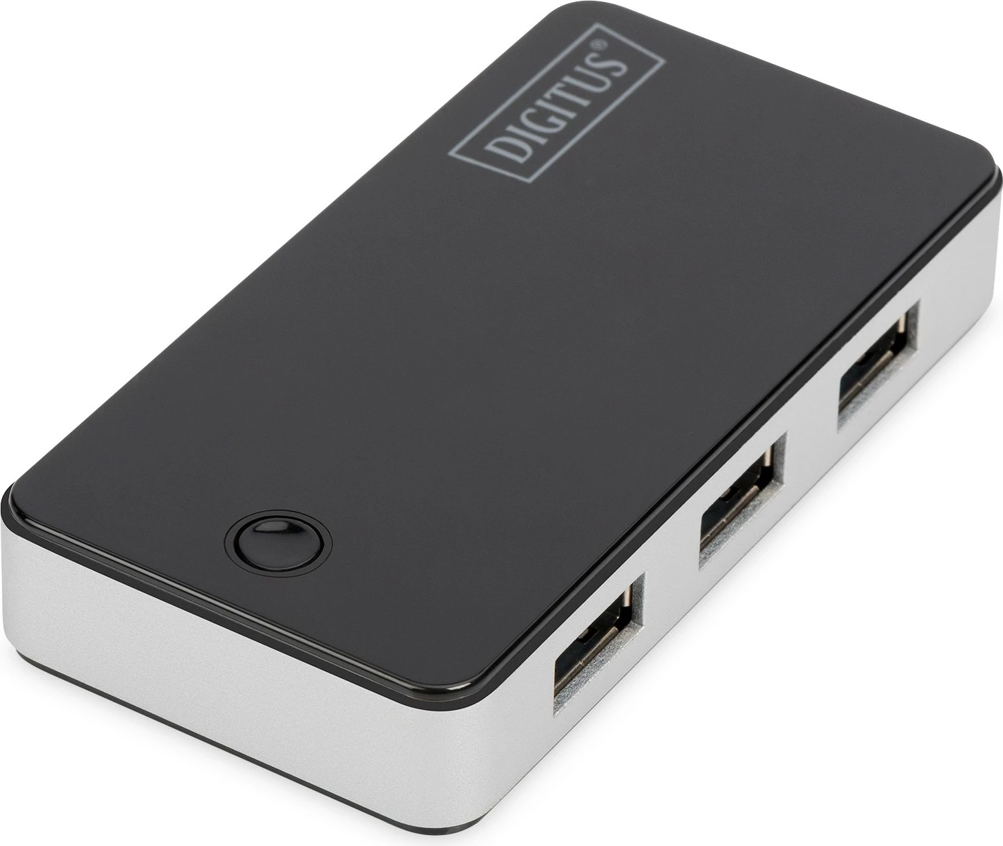 USB hub Digitus 4 porte USB 3.0, me adapter, zi/argjendtë