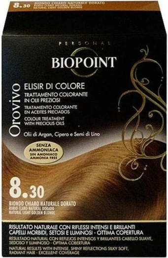 Ngjyrë për flokë Biopoint Orovivo 8.30 bionde e artë, 100 ml