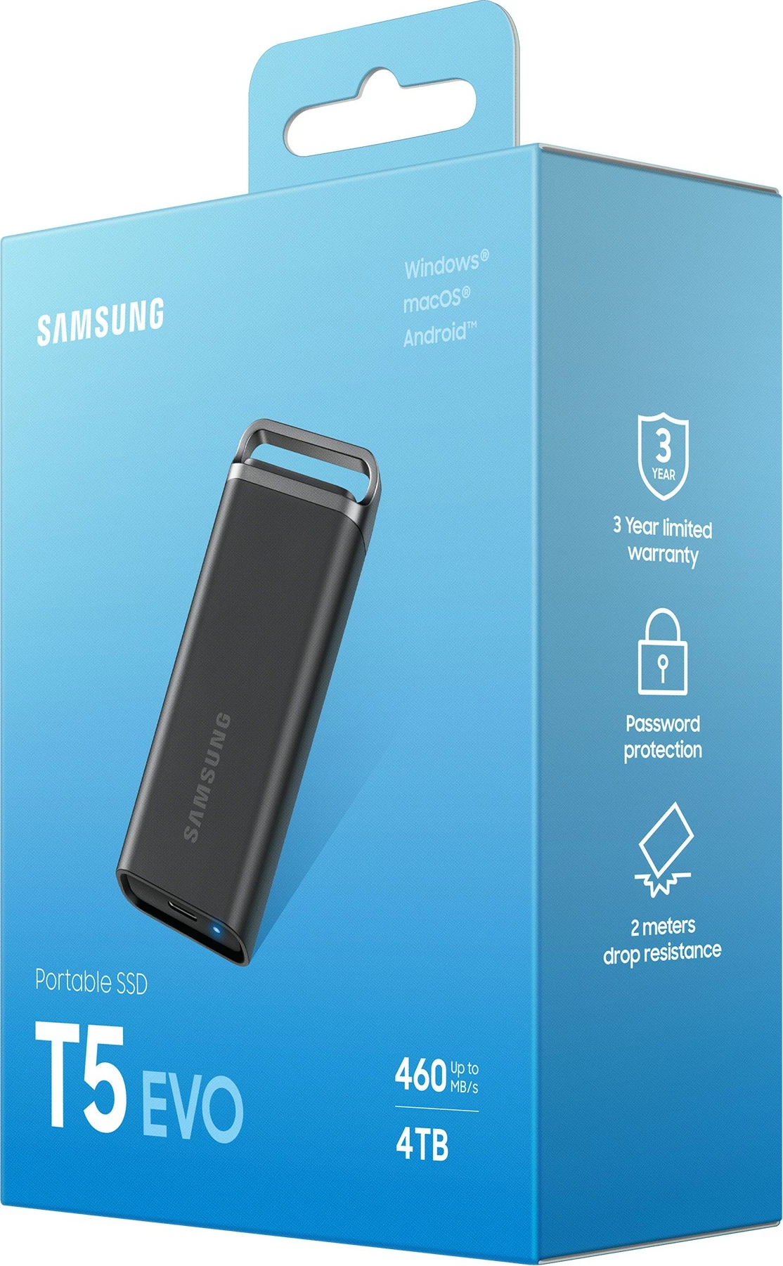 SSD i jashtëm Samsung MU-PH4T0S, 4 TB, USB 3.2 Gen 1, e zezë