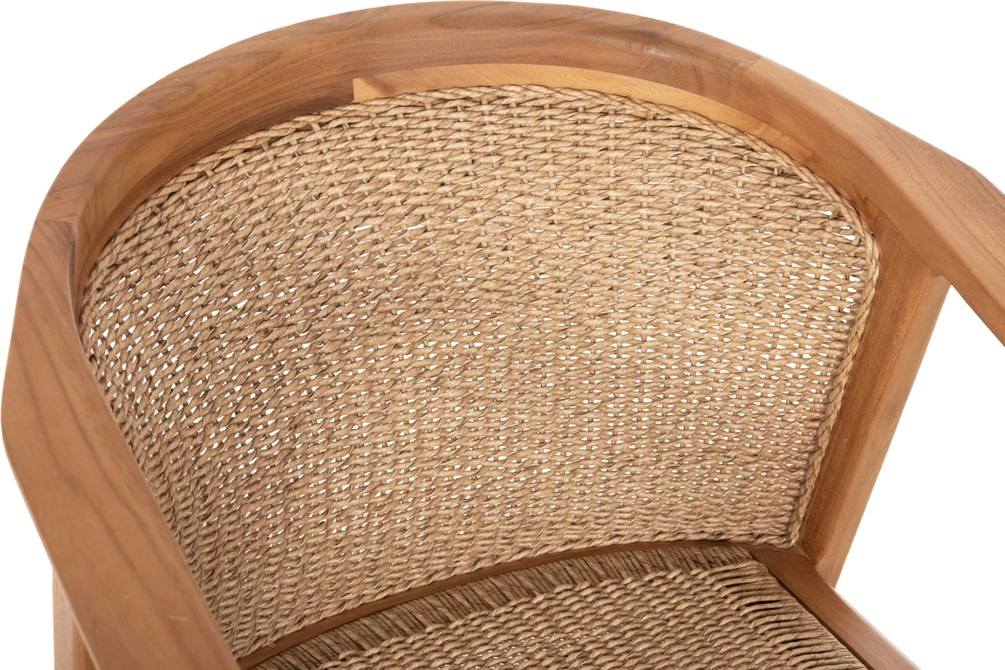 Karrige ngrënieje RENLY, dru tik natyral, litar VIRO, 60x59x82cm