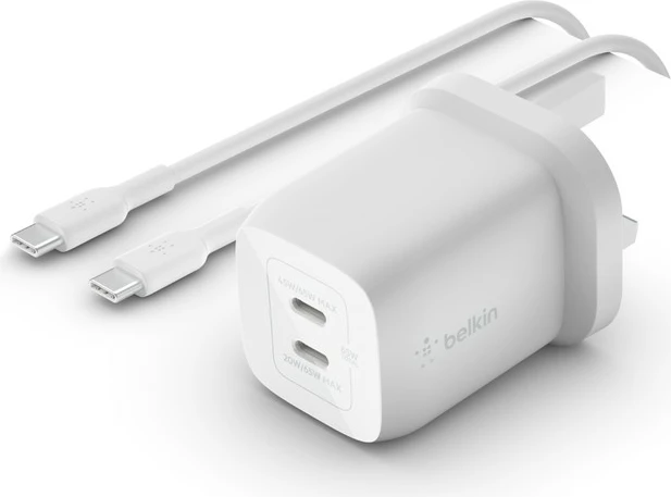 Karikues Belkin WCH013vf2MWH-B6, 65W, 2 porte USB Type-C, Bardhë