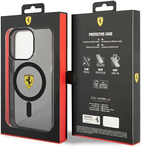 Mbështjellës Ferrari FEHMP14LUKK për iPhone 14 Pro 6.1", MagSafe, i zi