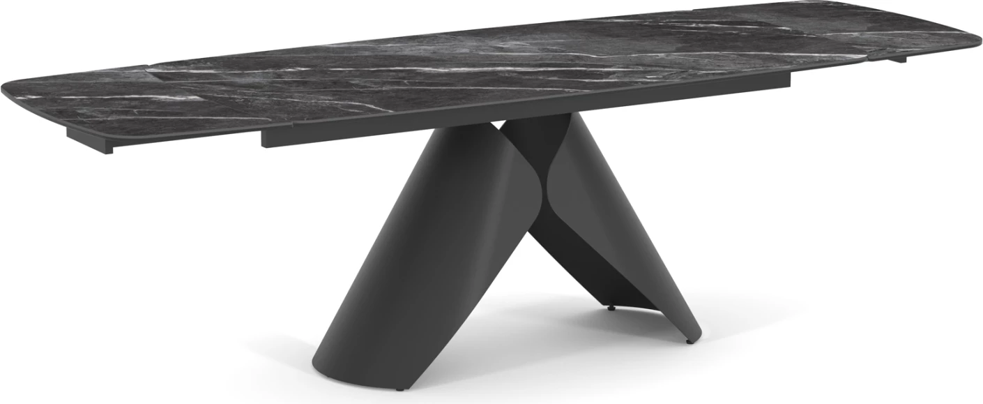 Tavolinë ngrënieje e zgjatshme HYPERION, sipërfaqe qeramike, këmbë metalike, CD18097.01, 180(40+40)x90x76cm