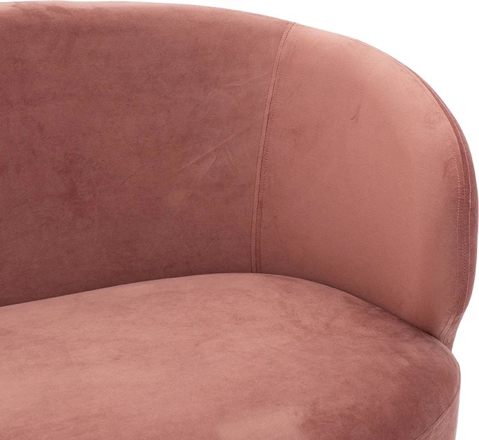 Divan dy ulëshe Rony, kadife ngjyrë mollë e kalbur, metal i artë, 132x82x83cm