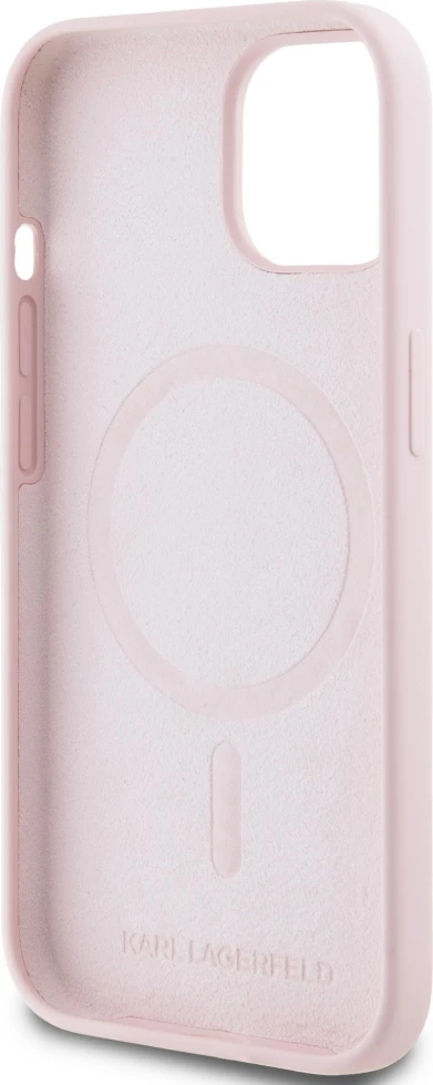 Mbështjellës Karl Lagerfeld Silicone Karl&Choupette MagSafe për iPhone 15 Plus, Rozë