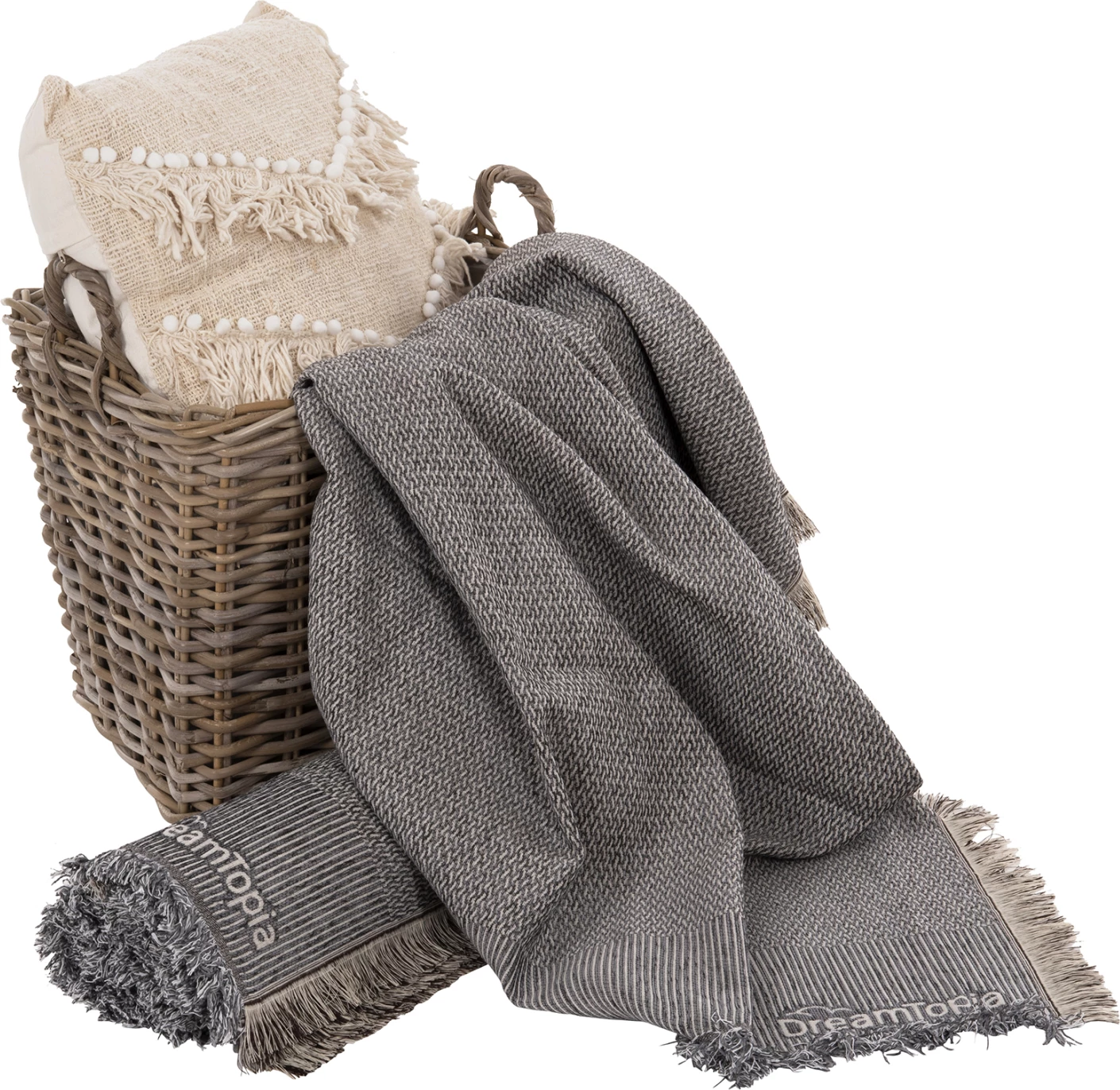 Mbulesë divani me thekë DREAMTOPIA FH12164.02 ngjyrë gri e errët 178x178 cm