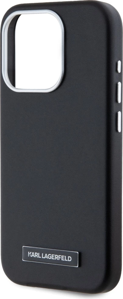 Mbështjellës Karl Lagerfeld FW Metal Plate MagSafe për iPhone 15 Pro Max, i zi