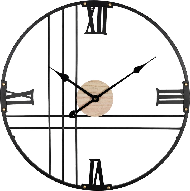 Orë muri Latine metalike, ngjyrë e zezë, 60x2.5x60cm