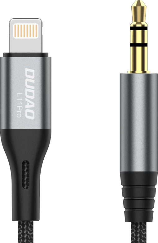 Kabllo audio Dudao L11PRO, Lightning në mini jack 3.5mm, 1m, Gri