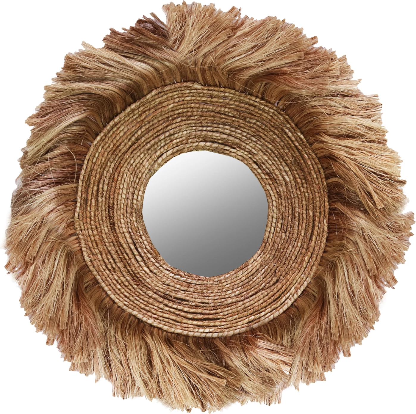 Pasqyrë rrethore me fibra abaka, ngjyrë natyrale, 85x17x85 cm, FH7742