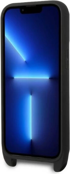 Mbështjellës Karl Lagerfeld Monogram Plaque Logo për iPhone 14 Pro 6.1", i zi me rrip