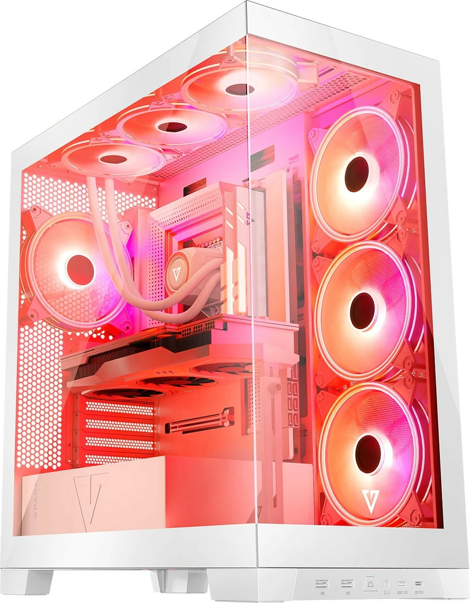 Kasë MODECOM Volcano Space ARGB, Midi Tower, xham i temperuar, e bardhë