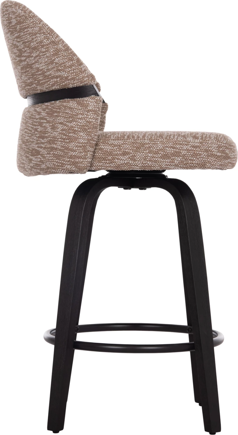 Karrige për bar rrotulluese Dekker, dru i zi, stof kafe, set prej 2 copë, 48x54x96cm