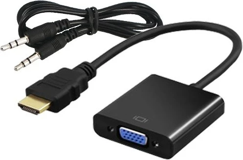 Adapter HDMI (M) në VGA (F) me audio Savio CL-23B, i zi