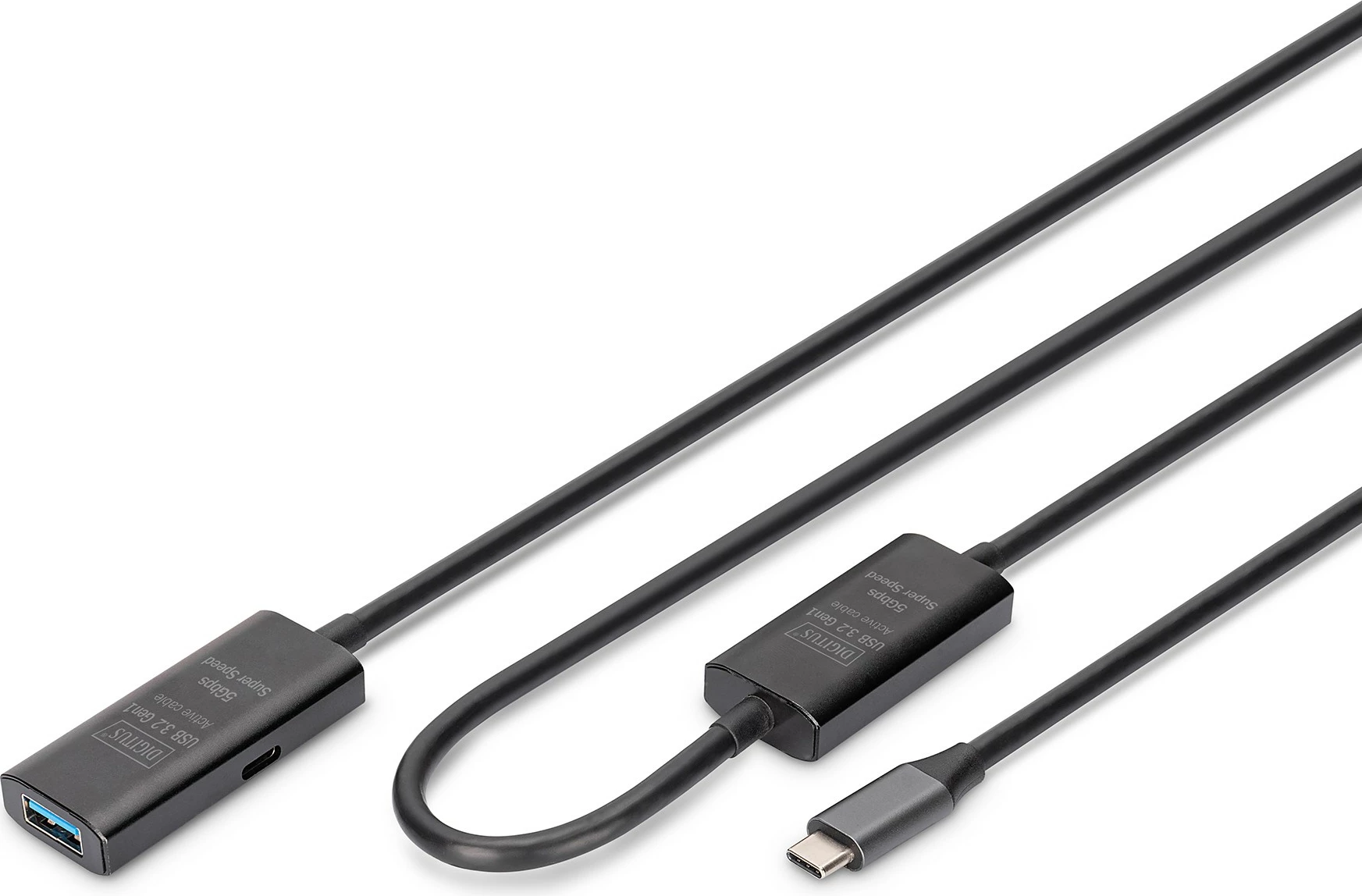 Kabllo zgjatues USB-C në USB-A Digitus 10m, USB 3.2 Gen 1, e zezë