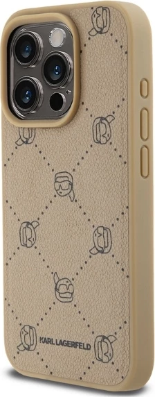 Mbështjellës Karl Lagerfeld Magsafe Karl Head për iPhone 15 Pro, Bezhe