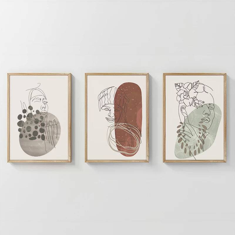 Set pikturash murale në kornizë Aelra triptik, print digjital, 33x1.5x48cm