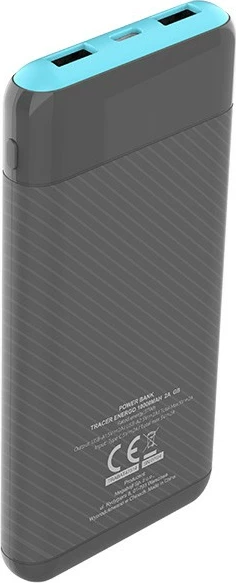 Powerbank Tracer EnerGo TRABAT47514 10000mAh 37Wh 3x dalje (1x USB-C, 2x USB-A) 5V/2A me kabllo USB-C në USB-C, gri/blu