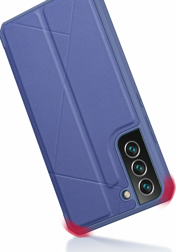 Mbështjellës Dux Ducis Skin X për Samsung Galaxy S22+, me xhep kartelash, me qëndrim, Blu