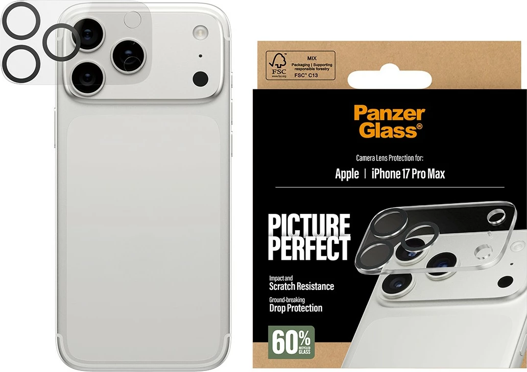 Mbrojtës xhami PanzerGlass për kamera iPhone 17 Pro Max