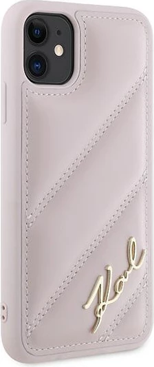 Mbështjellës Karl Lagerfeld Diagonal Quilted Script për iPhone 11/XR, Rozë