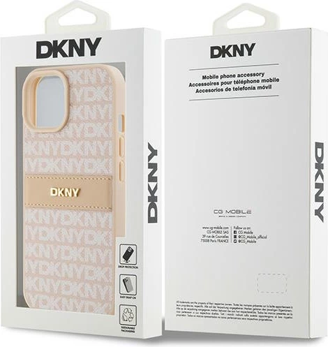 Mbështjellës DKNY Mono Stripe & Metal Logo për iPhone 15/14/13, Rozë