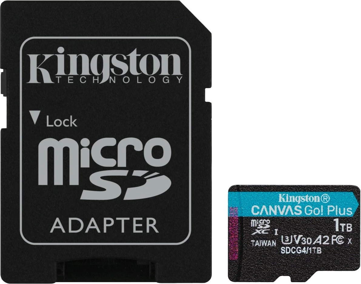 Kartelë memorie microSD Kingston Canvas Go! Plus 1TB me adapter, e zezë