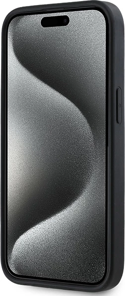 Mbështjellës DKNY 3D Rubber Repeat Pattern për iPhone 15 Plus, i zi