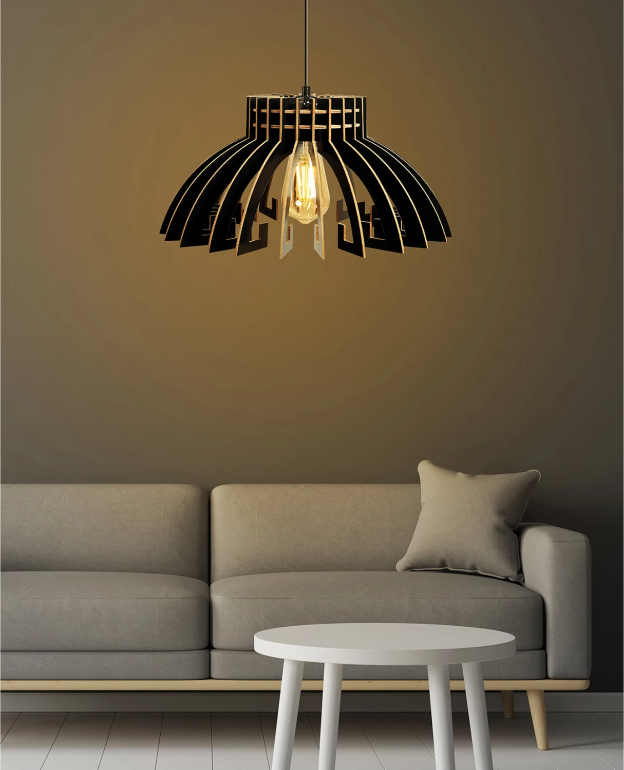 Llambë varëse prej druri, ngjyrë e zezë, FH7350.03, Φ54x65Υ cm