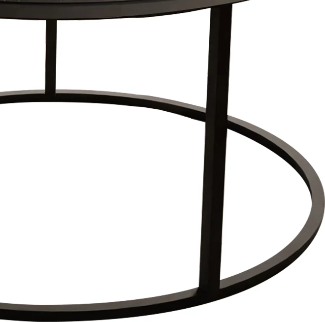 Tavolinë kafeje Drion, melaminë mermeri e zezë, metal i zi, D60x40cm